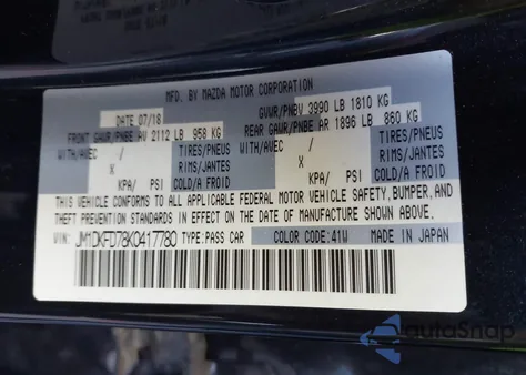 2019 Mazda Cx-3 Grand Touring из США, поврежденный, VIN JM1DKFD78K0417780